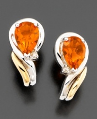 Dare to be different with brilliant citrine (1-1/5 ct. t.w.) earrings. The pear-shaped stones are completed with round-cut diamond accents, 14k gold & sterling silver. Approximate length: 1/2 inches.