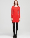 Prepare to stop traffic in this fiery, flame-hued Theory dress rendered in a flattering stretch fabric.