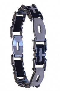 Dynamis bracelet, stainless steel/ 4 silicone link w/ cross design