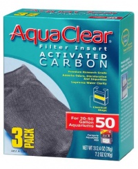 Aquaclear Activated Carbon Insert, 50-Gallon Aquariums, 3-Pack