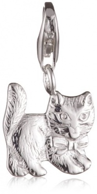 VINANI brand Germany 925 Sterling Silver Charm Pendant Cat shiny with Ribbon HKAS