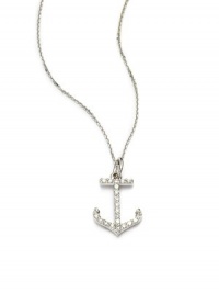 THE LOOKBrilliant Collection.11 tcw diamond anchor pendant14k white gold pendant and chainLobster claspTHE MEASUREMENTPendant length, about ½Length, about 16ORIGINMade in USA