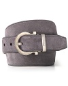 A suede belt featuring Salvatore Ferragamo's signature logo signals to everyone your taste for the finer things in life.