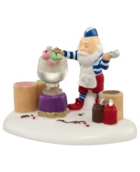 Here's the scoop: the head chef at Nana Split's Ice Cream Parlor is determined to create a sundae that outshines traditional holiday desserts. Three ice cream flavors piled with cherries and hot fudge do the trick, all in colorful porcelain from Department 56.