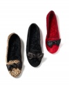 Tap in the smoking flat trend with these cozy, sleek slippers from Charter Club. Chic and bedecked with a bow, they're the perfect at-home accessory.