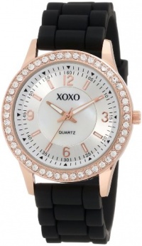 XOXO Women's XO8036 Black Bumpy Silicone Rubber Strap Watch