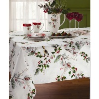 Lenox Winter Song 60-Inch by 120-Inch Oblong/Rectangle Tablecloth, Off White