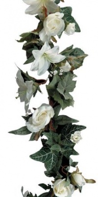 Darice 35572, Lilies and Roses Garland, 6-Foot, Cream White