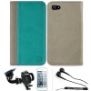 Aqua and Gray Mary Book Cover with Self Stand Carrying Case for iTouch 5 + Includes a iPod Touch 5 Screen Protector + Includes a Crystal Clear High Quality HD Noise Filter Ear buds Earphones Headphones ( 3.5mm Jack ) + Includes a 360° Car Rotatable Winds