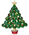 'Tis the season for festive fashion. This Charter Club Christmas tree pin sparkles with colorful gems and glitter. Crafted in gold tone mixed metal. Approximate length: 2-1/2 inches.