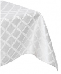 Lenox Laurel Leaf 70-by-104-Inch Oblong / Rectangle Tablecloth, Platinum