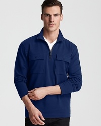 Michael Kors' classic half zip pullover is comfortable in knit cotton with a slight stretch.