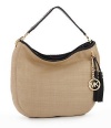 Michael Kors Bennet Large Shoulder Canvas/Straw Bag, Natural/Black