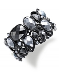 Smoky style. With an array of alluring plastic stones in silver and gray hues, this Style&co. bracelet adds intrigue to your look. Crafted in hematite tone mixed metal. Approximate diameter: 3 inches.