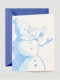 The glow of the moon on a chilly evening lights up a picture perfect Frosty, just like the letterpress snowman etched in blue on this snow white card.Set of 10 cards4.5 X 5.81Made in USA