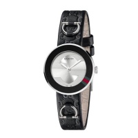 Gucci Women's YA129508 U-Play Small Black Leather Watch