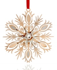 A study in detail, ChemArt's glorious snowflake ornament features intricate cut and shaped detail in radiant gold-plated brass.