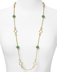 Combining 14-karat gold with jade stations, this three-row textured link necklace from Lauren Ralph Lauren will make a lasting addition to every jewelry box.