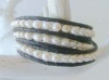 Freshwater Pearl Leather Wrap Bracelet