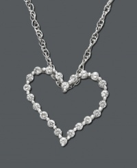 Cherish matters of the heart - give her the gift she'll love for a lifetime. This beautiful necklace features certified near colorless round-cut diamond (1 ct. t.w.) in an open heart pattern. Crafted in 14k white gold. Approximate length: 18 inches. Approximate drop: 7/8 inch.