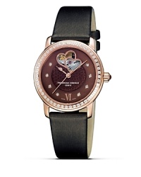 The Frédérique Constant Ladies Automatic Collections have been designed by women for women. Classic and elegant, feminine and sophisticated, sexy in every detail. These fine mechanical timepieces have been developed with passion, to reflect the values and aspirations of today's women. Automatic calibration. Comes with a chocolate satin strap. Made in Geneva, Switzerland.