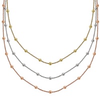 Sterling Silver 3-Strand Stationed Sparkle Chain Necklace in Multi Tone Style