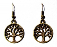 Tree of Life Dangle Earrings in Antiqued Bronze on French Wires, .8