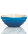 Whether you want to prep or present, this bowl is your go-to for every task in the kitchen from showcasing your fresh fruit to mixing your famous batch of cupcakes. The durable and attractive enameled exterior stands out in a brilliant hue and stands up to the wear & tear of the busiest kitchen. 5-year warranty.