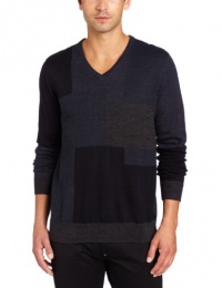 Calvin Klein Sportswear Men's Merino Color Blocked V-Neck Sweater