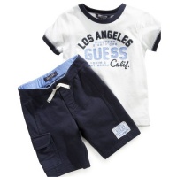 GUESS Kids Boys Tee and Shorts Set (12-24M), WHITE (18M)