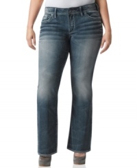 Link up your favorite tops with Silver Jeans' bootcut plus size jeans, featuring a medium wash.