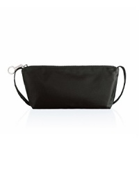 A mid-sized pouch-style zip-up makeup bag of lightweight nylon. Available in signature M.A.C black only.