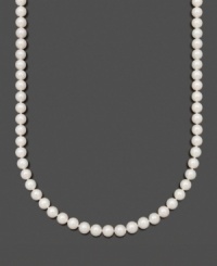 A chic strand of extra glamour.  Put on the finishing touches with Belle de Mer's beautiful A+ Akoya cultured pearls (8-8-1/2 mm) set in 14k gold. Approximate length: 20 inches.