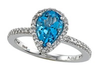 Genuine Blue Topaz Ring by Effy Collection® in 14 kt White Gold Size 5