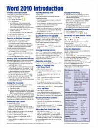 Microsoft Word 2010 Introduction Quick Reference Guide (Cheat Sheet of Instructions, Tips & Shortcuts - Laminated Card)