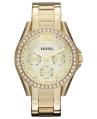 Add a spark to your workday with this golden Riley watch from Fossil.