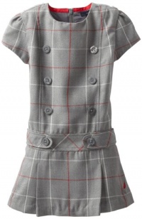 Nautica Girls 2-6X Short Sleeve Plaid Dress, Medium Grey Heather, 3T