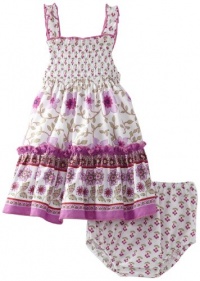 Blueberi Boulevard Baby-girls Newborn Smock Floral Sundress, Violet, 6-9 Months