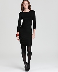 Alluring side ruching crafts a body-con Three Dots dress for a striking yet sophisticated fashion statement. Team with sheer tights and heels for a lithe, long silhouette.