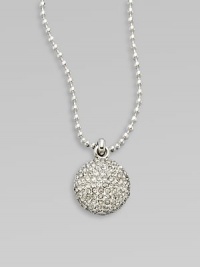 Add a little sparkle with this brilliant pavé rhinestone pendant on a long, ball link chain. RhinestonesSilvertone brassLength, about 32Pendant size, about ½ Toggle closureImported 