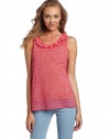 Jones New York Women's A-Line Tank Top With Ruffle Detail, Primrose/Multi, 14