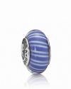 This candy-striped murano glass charm looks sweet enough to eat. Logo-engraved sterling silver trim displays the PANDORA signature.