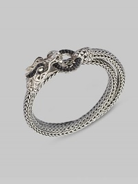 EXCLUSIVELY AT SAKS. From the Naga Lava Collection. Signature dragon head with black sapphire pavé ring. Can be worn as a bracelet or a necklace.Black sapphire Sterling silver Length, about 15 Single width, about ¼ Hinge clasp closure Made in Bali 