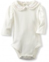 Hartstrings Baby-Girls Newborn Long Sleeve Peter Pan Collar Body Suit, Marshmallow, 6-9 Months