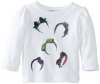 Hartstrings Baby-girls Infant Long Sleeve Print and Applique Tee Shirt, White, 24 Months