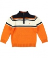 Nautica Sportswear Kids Boys 2-7 One-Fourth Zip Center Stripe Sweater