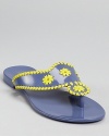 Jack Rogers crafts the ever-popular Bahamas sandal in a playful jelly silhouette. Neon leather trim adds a luxe touch.