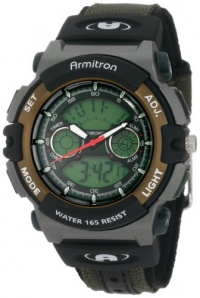 Armitron Men's 201437GRN Chronograph Analog-Digital Instalite Black Sport Watch