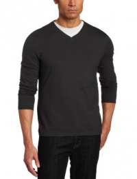 Calvin Klein Sportswear Men's Long Sleeve V-Neck Slub Tee, Storm Grey, Medium