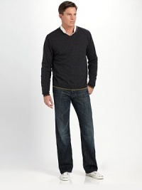 A versatile building block of any seasonal wardrobe in fine merino wool. V-neck Merino wool Hand wash Imported 